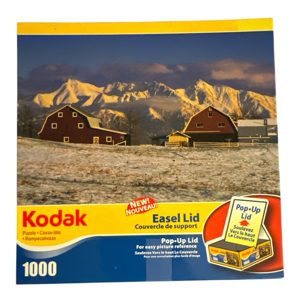 Kodak 1000 Piece Puzzle Gislason Farm Matanuska Valley, AK Easel Pop-Up Lid